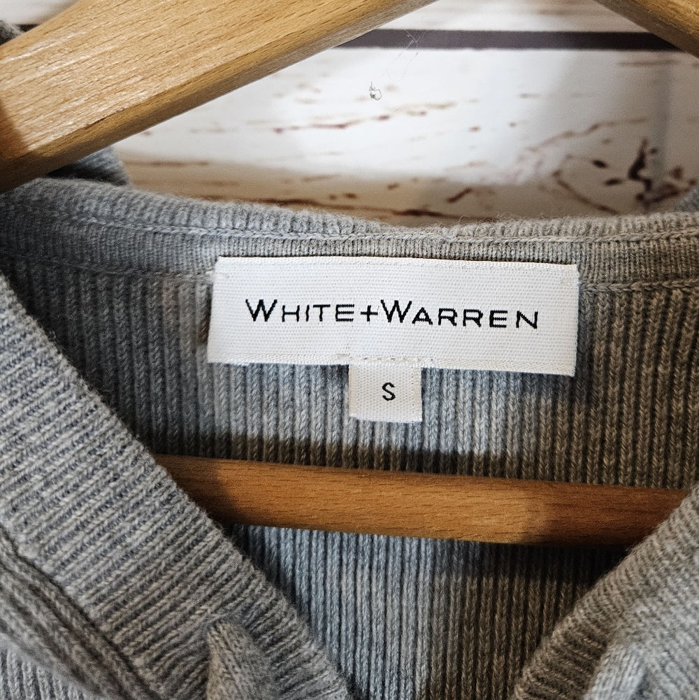 White + Warren | Gray Ribbed Knit Zip Up Hoodie - Picture 6 of 7